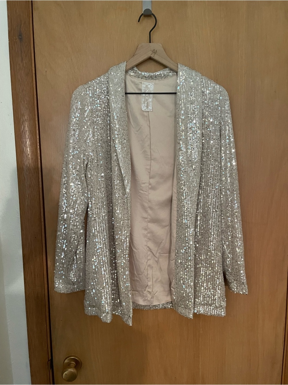 Sadie & Sage Silver Sequin Open Cardigan Size S